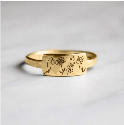 Anillo Retro de Flores del Mes de Nacimiento con Lenguaje Floral - Image 11