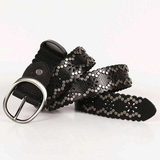 Cinturón de Cuero Premium con Remaches y Puntada de Encaje para Mujer - Image 10