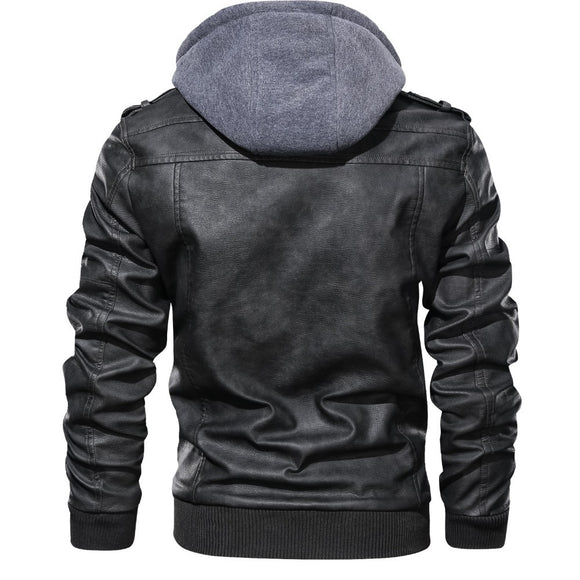 Chaqueta de Cuero Negro Slim Fit para Hombre - Abrigo de Otoño con Cierre