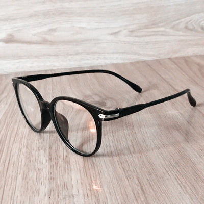 Pink round-frame anti-blue light glasses with clear lenses and small silver accents on the temples. - Image 7