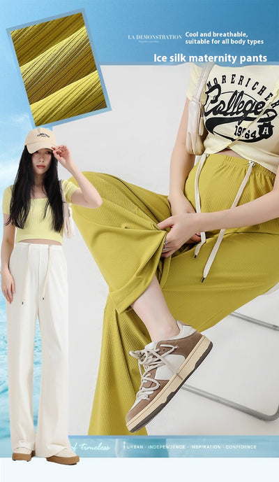 Pantalones Premamá Cómodos de Pierna Ancha sin Cintura Ajustable - Image 20