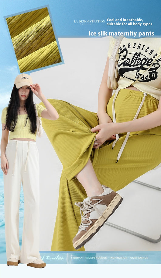 Pantalones Premamá Cómodos de Pierna Ancha sin Cintura Ajustable - Image 20