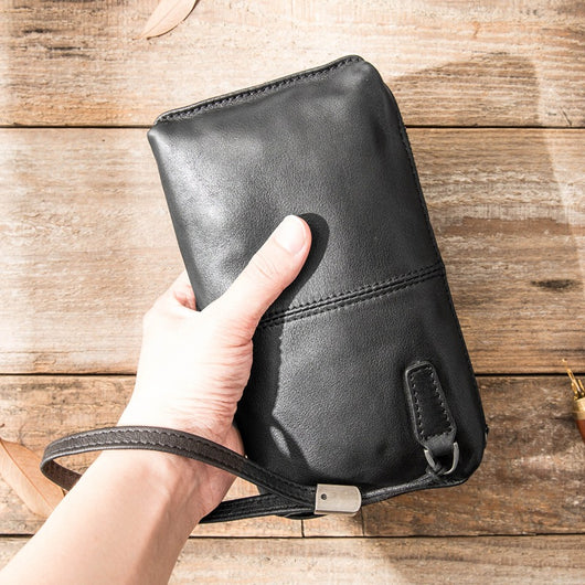 Bolso de Mano de Cuero Vacuno Premium con Cierre de Cremallera - Image 4