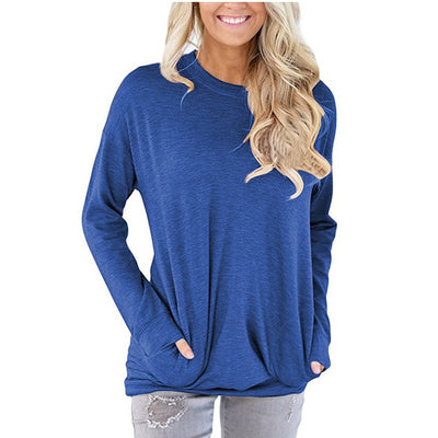 Playera Manga Larga Cuello Redondo con Bolsillo y Detalles Decorativos para Mujer - Image 11