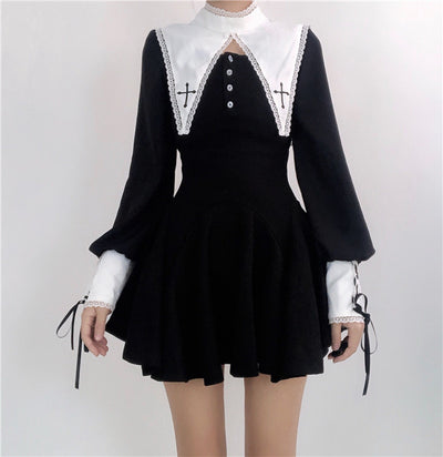 Vestido Gótico Monja María de Encaje Negro - Image 3