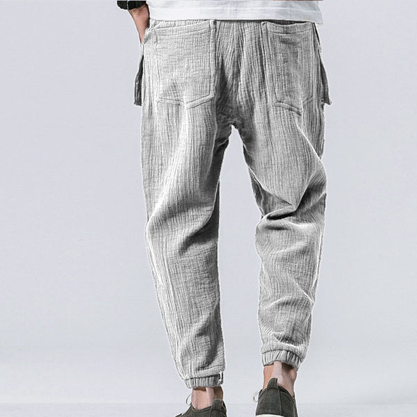 Pantalones Casuales de Doble Capa con Efecto Arrugado y Corte Acampanado