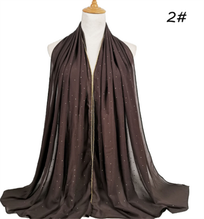 Pañuelo de Gasa Perla con Cuentas 70x180cm - Elegancia Versátil - Image 4