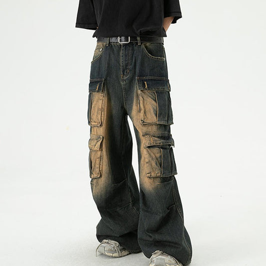 Jeans Retro Americano Desteñido con Estilo Uniforme