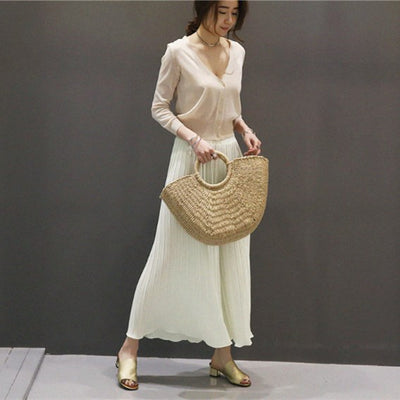 Bolsa de Playa Tejida en Rafia - Estilo Coreano Verano - Image 2