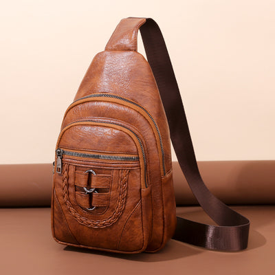 Bolso de Cuero PU Texturizado con Compartimento en el Pecho - Image 3