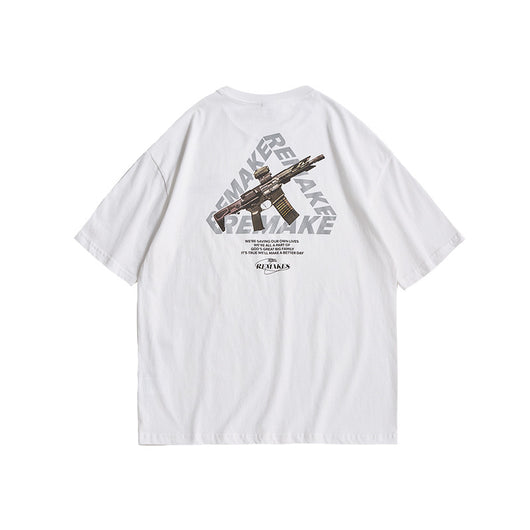 Camiseta Suelta Hombro Caído con Estampado Triángulo - Diseño Urbano Versátil - Image 13