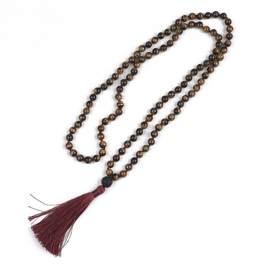 Collar Largo de Ojo de Tigre con Borla - Estilo Minimalista - Image 5