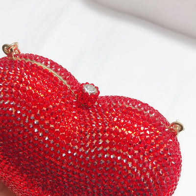 Bolso de Cena Corazón Diamante Rojo Pêssego - Image 4
