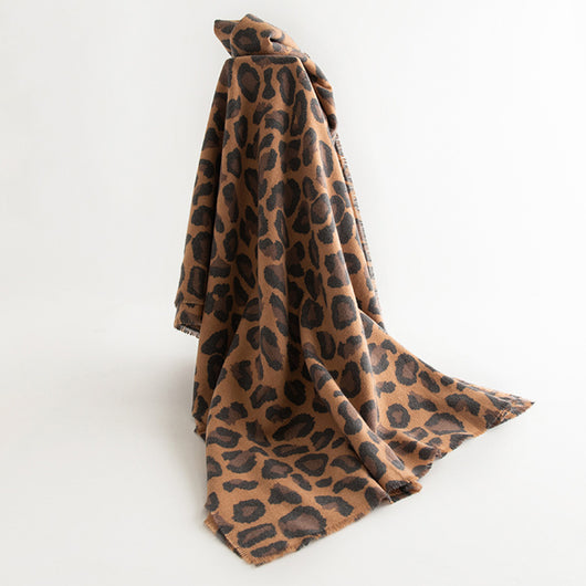 Bufanda de Cachemira Artificial con Estampado Leopardo para Mujer - Image 9