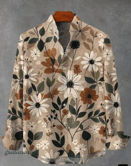 Camisa de Cuadros con Cuello Mao Manga Larga para Hombre - Image 13