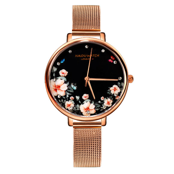 Reloj de Dama con Esfera Grande y Diseño Floral Versátil