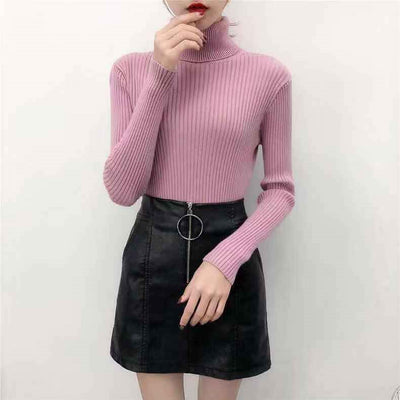 Suéter Cuello Alto Mujer Colores Sólidos - Abrigo Invierno - Image 16