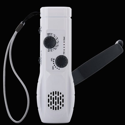 Linterna de Emergencia Multifunción con Radio, Cargador y Manivela Manual