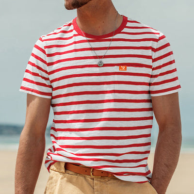 Camiseta Rayada de Manga Corta para Hombre - Comodidad de Verano - Image 3
