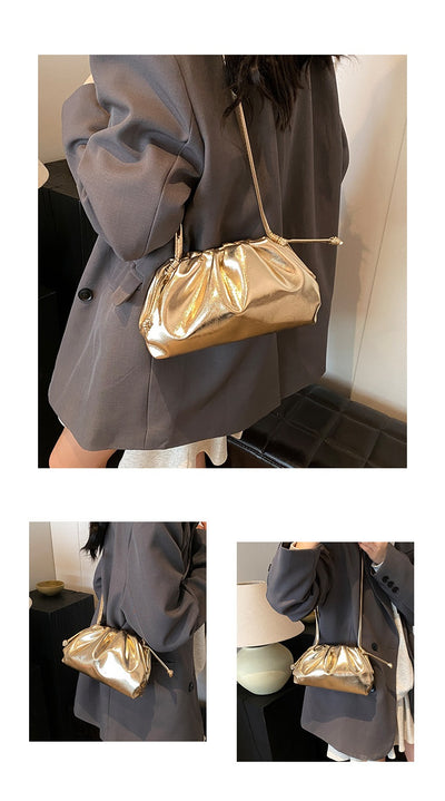 Bolso de Hombro Plateado con Textura Avanzada Estilo Dumpling - Image 30