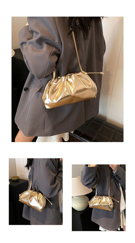 Bolso de Hombro Plateado con Textura Avanzada Estilo Dumpling - Image 30