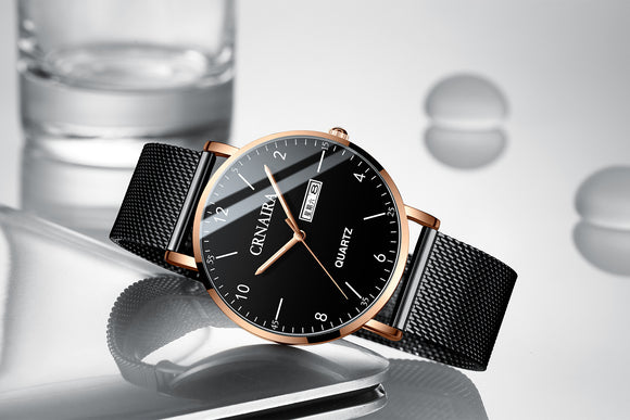 Reloj de Cuarzo para Hombre con Malla de Acero Negro