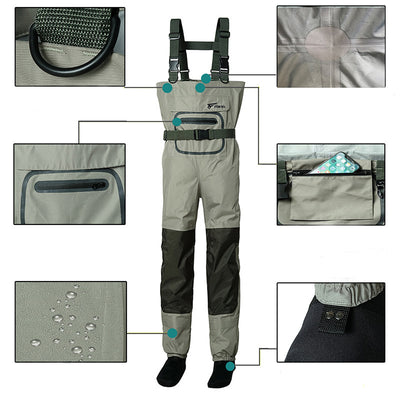 Pantalones de Pesca Impermeables Integrados Transpirables de 3 Capas