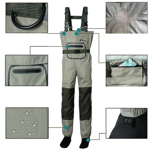 Pantalones de Pesca Impermeables Integrados Transpirables de 3 Capas