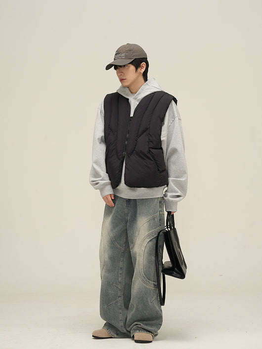 Jeans Rectos Hombre Diseño Deconstruido Niche - Image 4