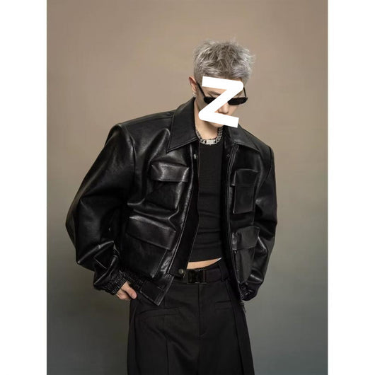 Chaqueta de Cuero Estilo Coreano con Diseño de Corte Moderno - Image 8