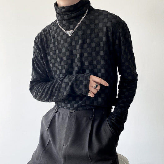 Polera Cuello Alto Jacquard a Cuadros para Hombre - Image 10
