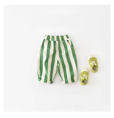 Pantalones Casuales Infantiles de Cintura Alta con Rayas de Primavera - Image 16
