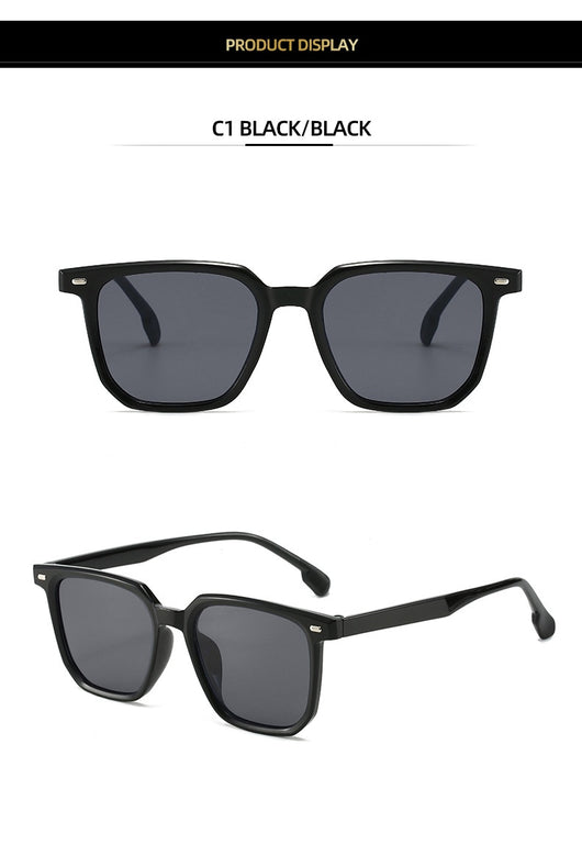 Large frame square sunglasses with a transparent champagne-colored frame and brown lenses. - Image 14
