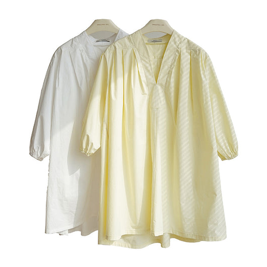Vestido Camisero Mujer Hombros Caídos Cuello V Mangas Globo - Image 5