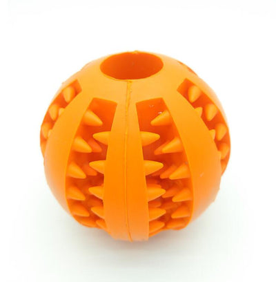 Teal rubber slow feeder dog toy ball with internal spikes for teeth cleaning and treat dispensing, 7cm size. - Image 17