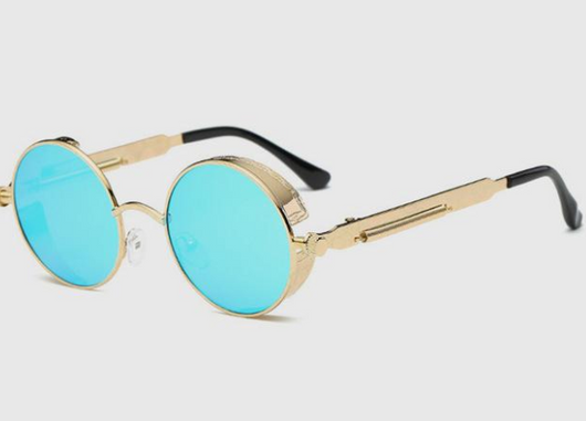 Austin Powers vintage round metal frame sunglasses with clear lenses, gold frames, and black temple tips. - Image 18