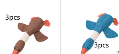 Plush teal duck dog toy with orange beak and feet, and a white ribbed neck, designed for sounding and puzzling. - Image 16
