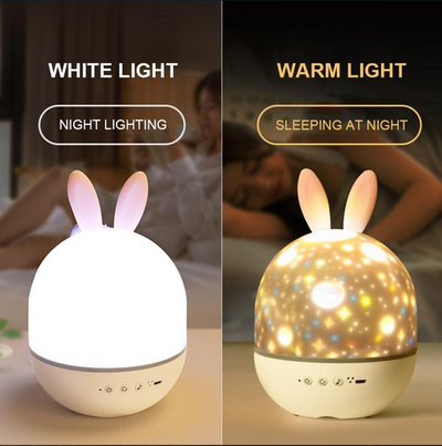 Lámpara Proyectora LED Conejo Adorable con Carga USB y Rotación - Image 3