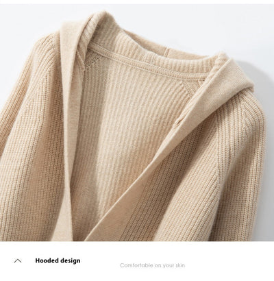 Cardigan Tejido Reversible Oversized con Capucha para Otoño e Invierno - Image 21