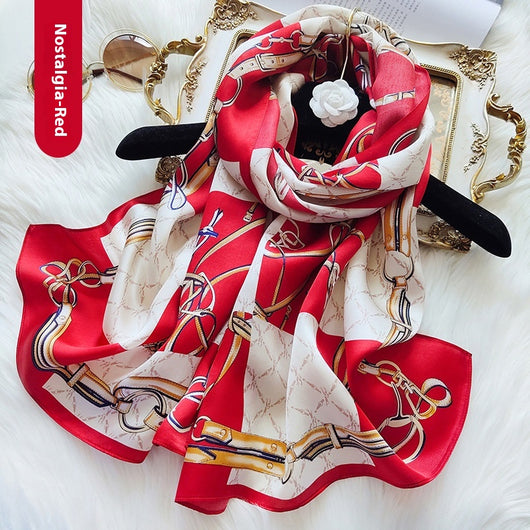 Pañuelo de Seda para Mujer Primavera Otoño Estilo Mamá