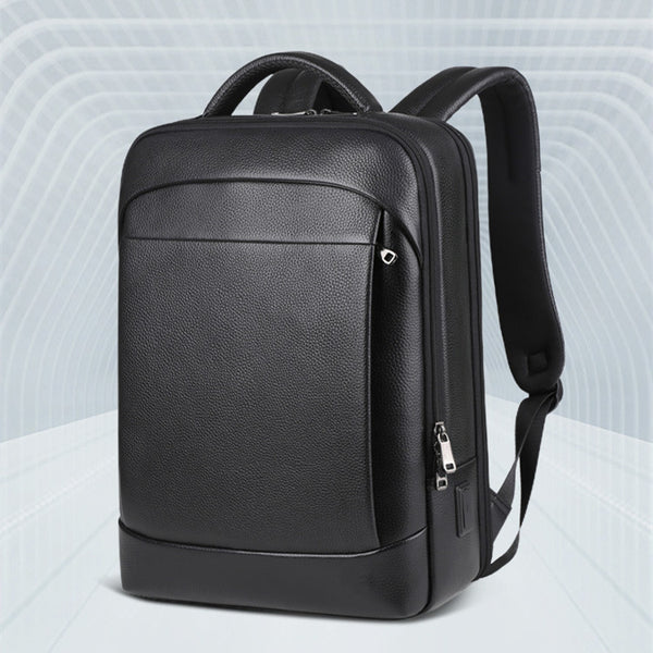 Mochila de Viaje Inteligente Cuero Premium con Carga USB, Impermeable y Antirrobo