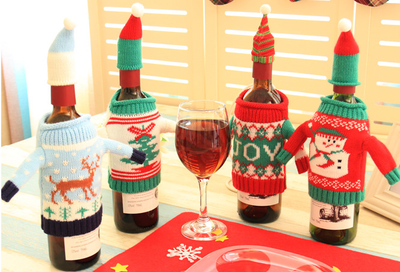Set de Botellas con Cubierta Tejida Navideña - Image 3
