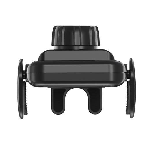 Grey and black 10W fast wireless car charger with automatic clamping arms and a vent mount, featuring a green indicator light. - Image 4