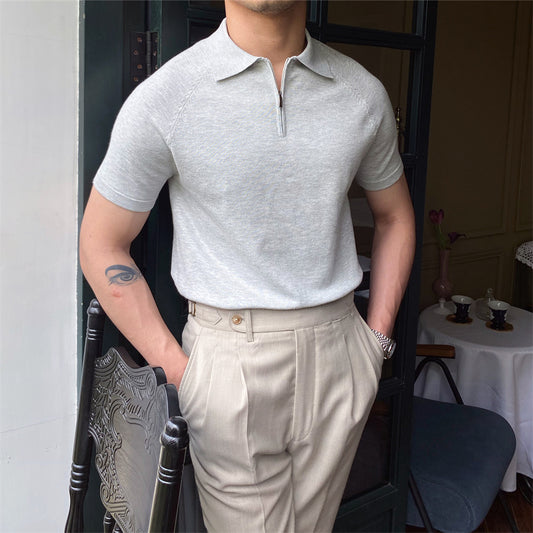 Camiseta Casual Vintage con Cuello Solapa - Corte Slim para Hombre - Image 2