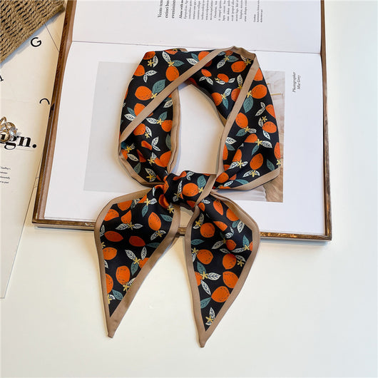 Pañuelo de Seda Estampado con Frutas, Diseño Alargado - Image 8