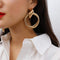 Aretes Colgantes Hueco Redondos de Aleación para Mujer