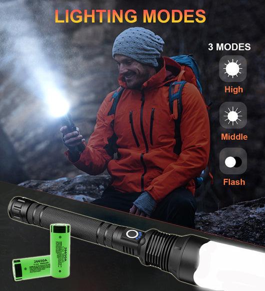Linterna LED Telescópica XHP70 con Carga USB y Zoom Ajustable - Image 3