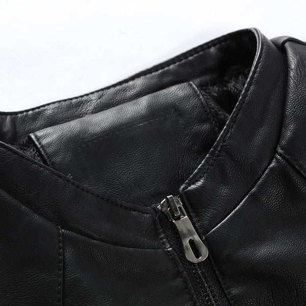 Chaqueta de Cuero para Hombre con Forro Polar