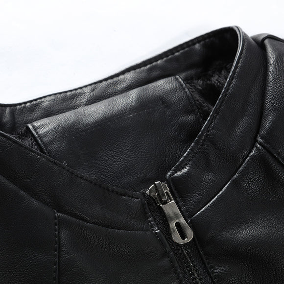 Chaqueta de Cuero para Hombre con Forro Polar