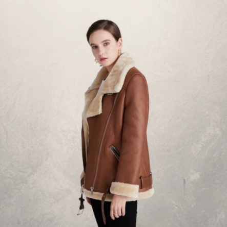 Chaqueta de Cuero para Motociclista Mujer